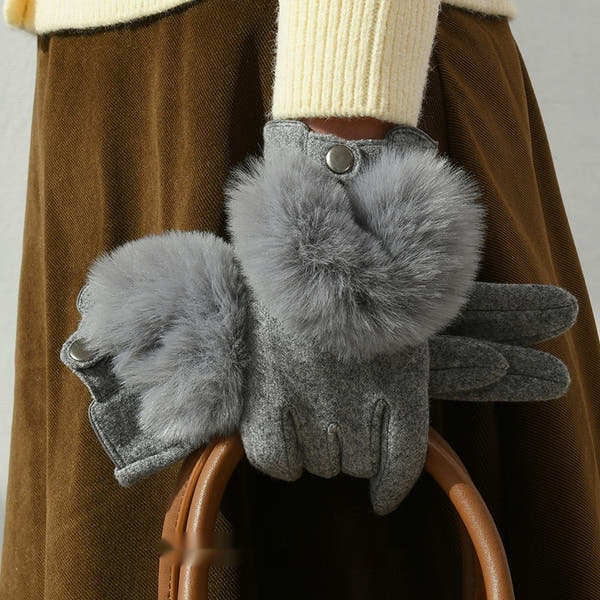 [100 % Polyester] Windproof Cashmere Feel Gloves For Women