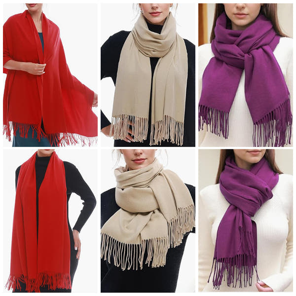 [Polyester Fiber] Women's Tassel Scarf – Cashmere Feel Imitation (70 cm x 200 cm)