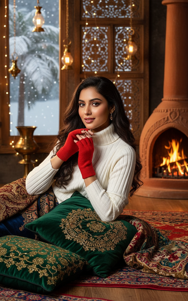 [100% Wool] Half finger gloves