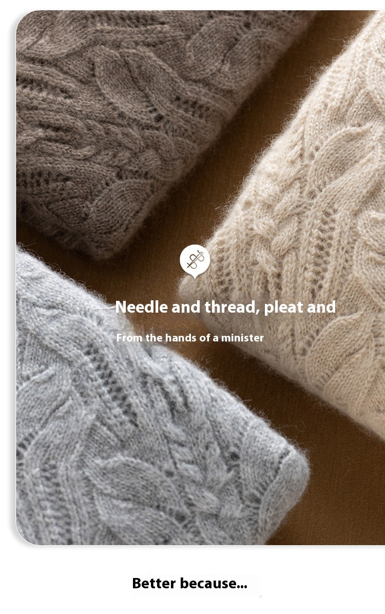 [96 %] Women's Round Neck Pullover Cloak Cashmere Shawl Three-dimensional Twisted Pattern