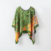 [100% Linen Fabric] Pullover Shawl Outerwear Cover-up Multifunctional Scarf (110 cm x 110 cm)