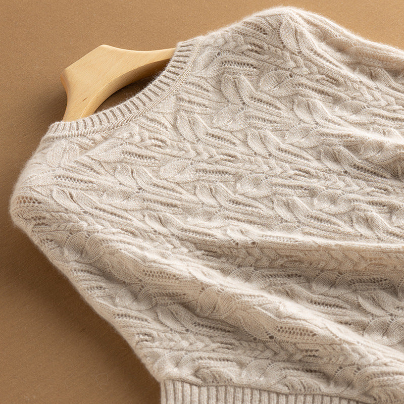 [96 %] Women's Round Neck Pullover Cloak Cashmere Shawl Three-dimensional Twisted Pattern