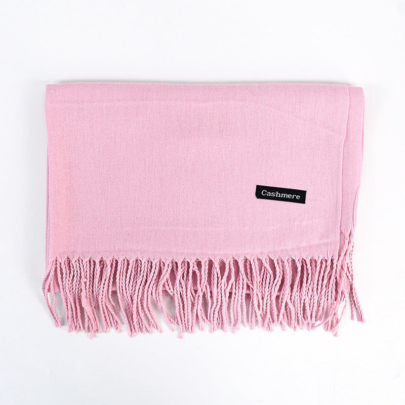 [Polyester Fiber] Women's Tassel Scarf – Cashmere Feel Imitation (70 cm x 200 cm)