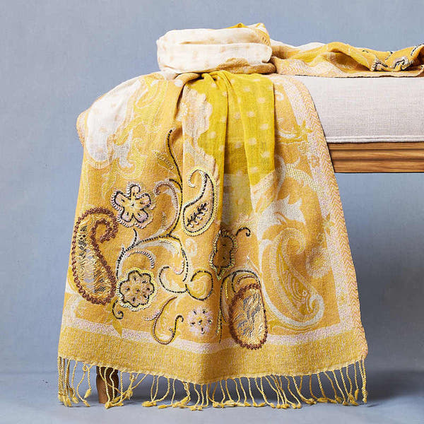 Handmade Beaded Embroidery Boiled Wool Scarf Shawl