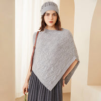 [96 %] Women's Round Neck Pullover Cloak Cashmere Shawl Three-dimensional Twisted Pattern