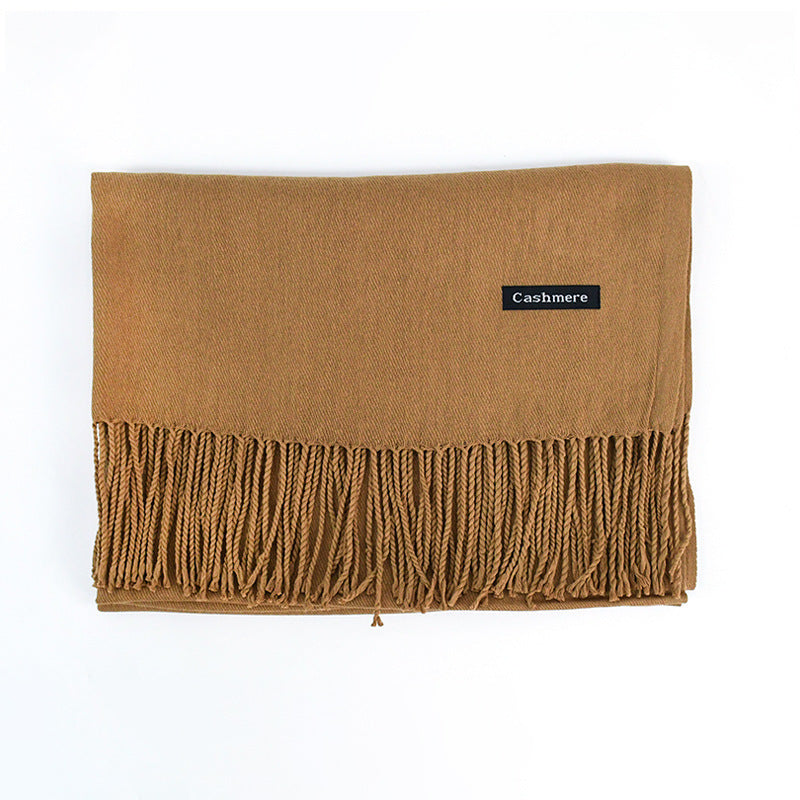 [Polyester Fiber] Women's Tassel Scarf – Cashmere Feel Imitation (70 cm x 200 cm)