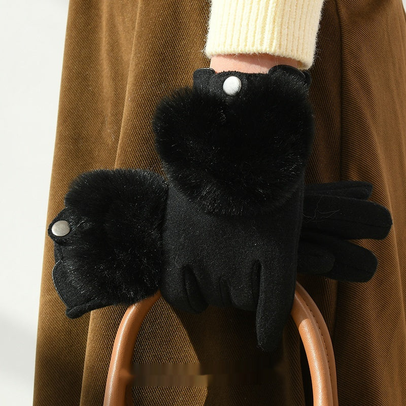[100 % Polyester] Windproof Cashmere Feel Gloves For Women