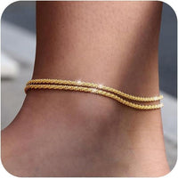 Fashion Multi-layer Waterproof Women's Adjustable Ankle Bracelet Gold And Silver Optional