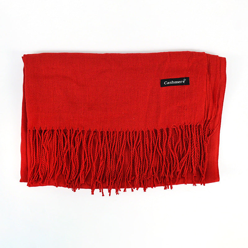 [Polyester Fiber] Women's Tassel Scarf – Cashmere Feel Imitation (70 cm x 200 cm)