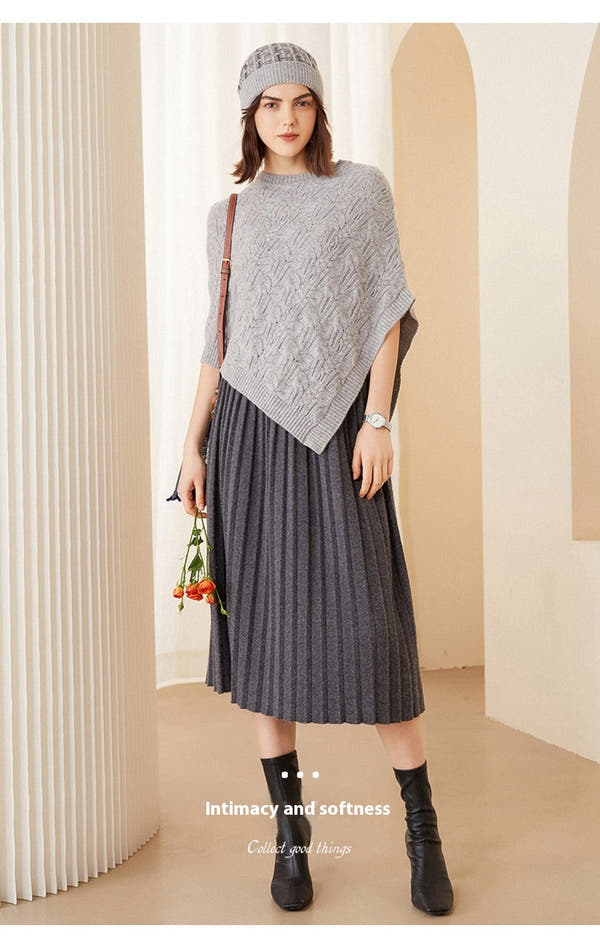 [96 %] Women's Round Neck Pullover Cloak Cashmere Shawl Three-dimensional Twisted Pattern