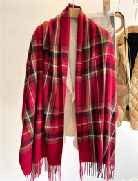 [100% polyester] Faux Cashmere Scarf Winter Plaid All Match (65cm)