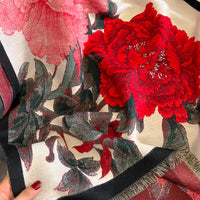 Retro Floral Artificial Cashmere Scarf Women's Thick Warm Scarf