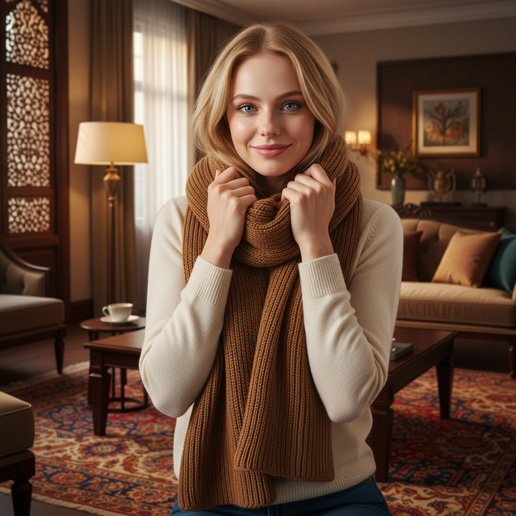 [100% Acrylic fiber] Korean Woolen Scarf for Autumn And Winter (190 cm x 30 cm)